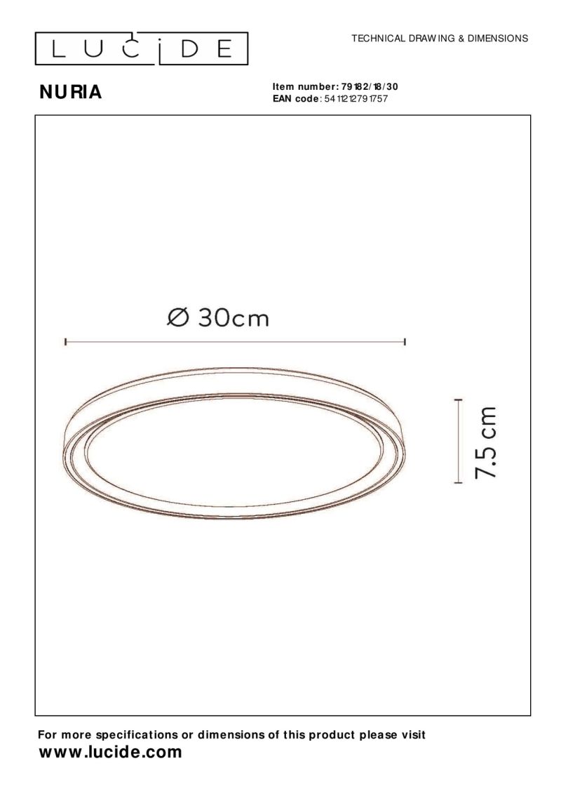 Lucide NURIA - Zapustené stropné svietidlo - Ø 30 cm - LED Dim. - 1x18W 2700K - 3 StepDim - Čierny